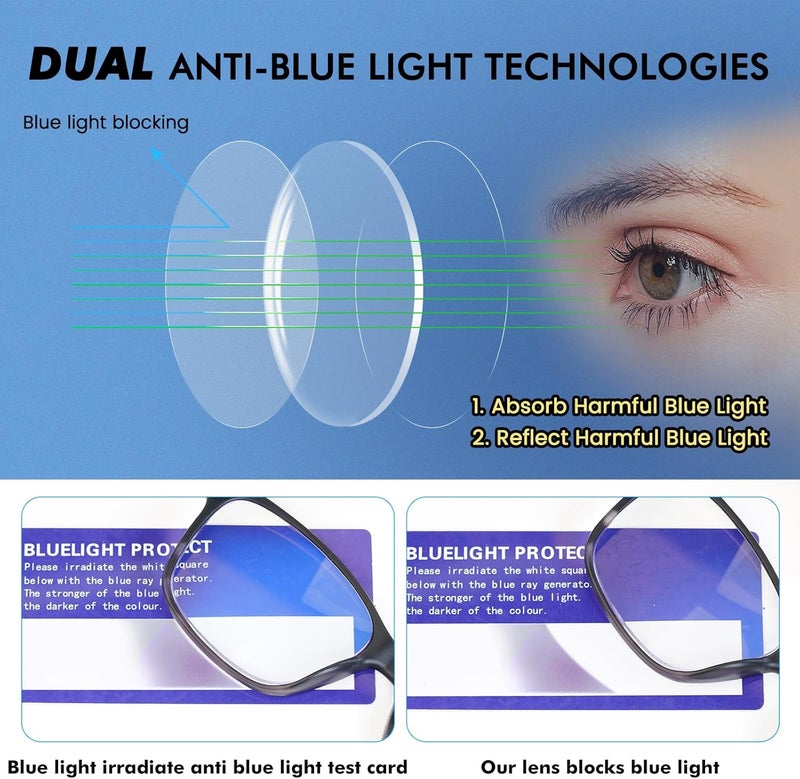 MOZVND 5 Pack Blue Light Blocking Reading Glasses for Men with Spring Hinge Fashion Large Wide Computer Readers for Men - Image 3
